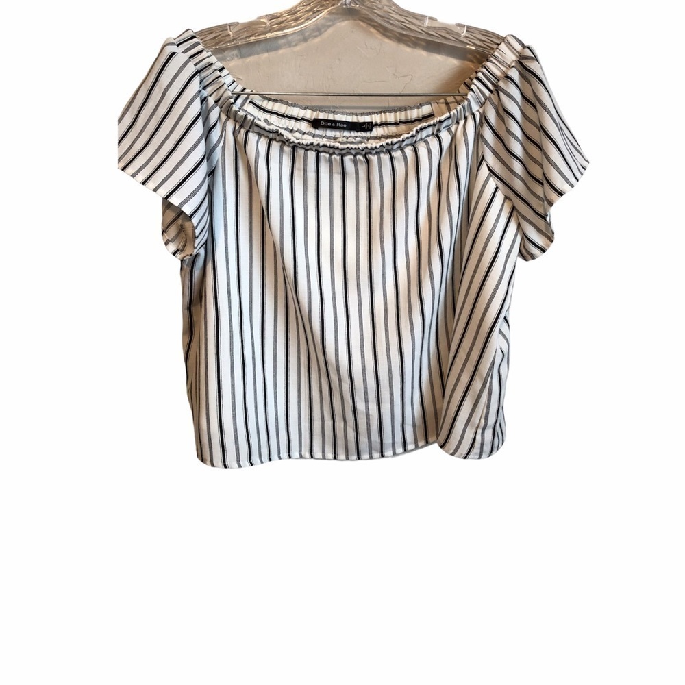 Doe & Rae Cream Black Striped Crop Top
